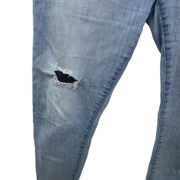Banana Republic Mid Rise Skinny Size 31 Light Wash Ripped Knees Denim Jeans - Picture 7 of 7
